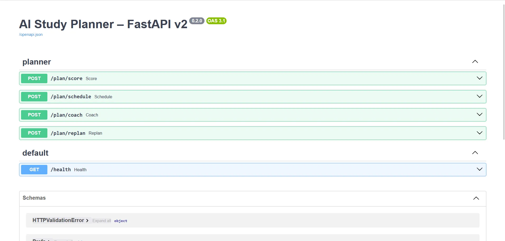 AI Study Planner – FastAPI v2